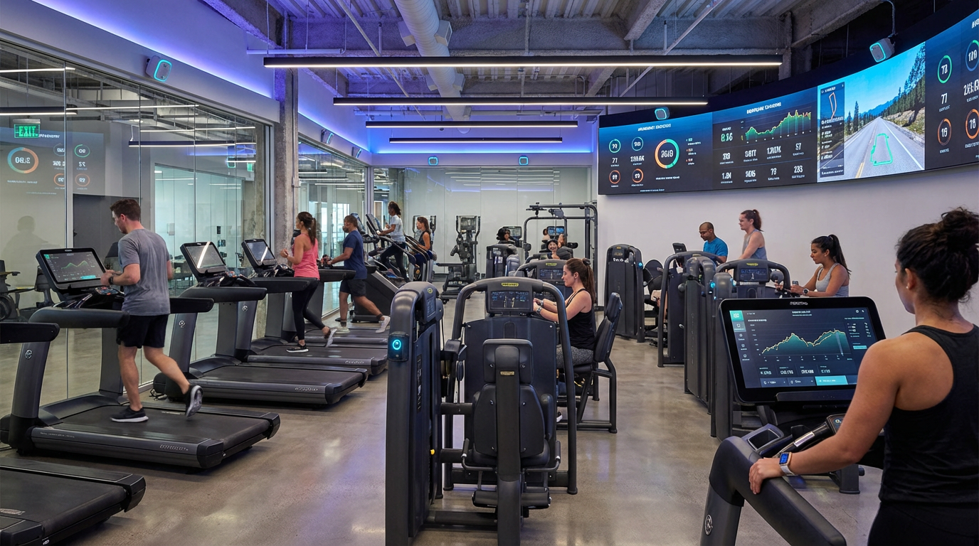 Equipamentos conectados em academia